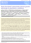 Cover page: Brain functional connectivity mirrors genetic pleiotropy in psychiatric conditions.