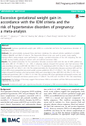 Cover page: Excessive gestational weight gain in accordance with the IOM criteria and the risk of hypertensive disorders of pregnancy: a meta-analysis.