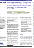 Cover page: Monitoring SARS-CoV-2 incidence and seroconversion among university students and employees: a longitudinal cohort study in California, June–August 2020