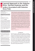 Cover page: Layered Approach to the Anterior Knee: Normal Anatomy and Disorders Associated with Anterior Knee Pain.