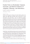 Cover page: Family Firms in Hyderabad: Gujarati, Goswami, and Marwari Patterns of Adoption, Marriage, and Inheritance