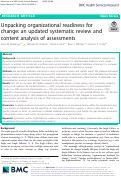 Cover page: Unpacking organizational readiness for change: an updated systematic review and content analysis of assessments
