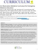 Cover page: An Observation Medicine Curriculum for Emergency Medicine Education