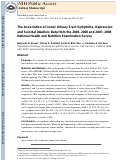 Cover page: The Association of Lower Urinary Tract Symptoms, Depression and Suicidal Ideation: Data from the 2005–2006 and 2007–2008 National Health and Nutrition Examination Survey