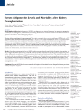 Cover page: Serum Adiponectin Levels and Mortality after Kidney Transplantation