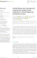 Cover page: United States tea: A synopsis of ongoing tea research and solutions to United States tea production issues