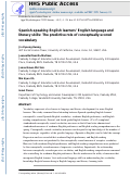 Cover page: Spanish-speaking English learners English language and literacy skills: The predictive role of conceptually-scored vocabulary.