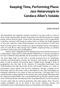 Cover page: Keeping Time, Performing Place: Jazz Heterotopia in Candace Allen’s <em>Valaida</em>