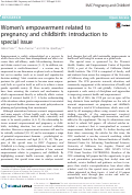 Cover page: Women’s empowerment related to pregnancy and childbirth: introduction to special issue