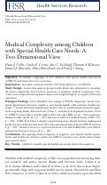 Cover page: Medical Complexity among Children with Special Health Care Needs: A Two-Dimensional View.