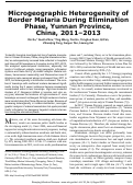 Cover page: Microgeographic Heterogeneity of Border Malaria During Elimination Phase, Yunnan Province, China, 2011-2013