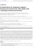 Cover page: Considerations for integrated cognitive behavioural treatment for older adults with coexisting nocturia and insomnia.