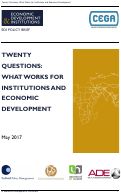 Cover page: Twenty Questions: What Works for Institutions and Economic Development