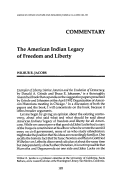 Cover page: The American Indian Legacy of Freedom and Liberty