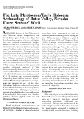 Cover page: The Late Pleistocene/Early Holocene Archaeology of Butte Valley, Nevada: Three Seasons' Work