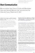 Cover page: Mitochondrial Heat Shock Protein-90 Modulates Vascular Smooth Muscle Cell Survival and the Vascular Injury Response in Vivo