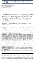 Cover page: The Effect of Access to Electronic Health Records on Throughput Efficiency and Imaging Utilization in the Emergency Department