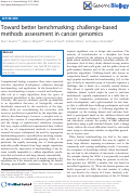 Cover page: Toward better benchmarking: challenge-based methods assessment in cancer genomics