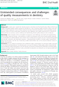 Cover page: Unintended consequences and challenges of quality measurements in dentistry.
