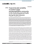 Cover page: Tropical decadal variability in nutrient supply and phytoplankton community in the Central Equatorial Pacific during the late Holocene.