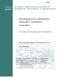 Cover page: Development of a Residential Integrated  Ventilation Controller