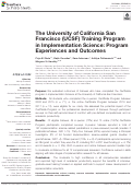 Cover page: The University of California San Francisco (UCSF) Training Program in Implementation Science: Program Experiences and Outcomes.