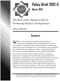 Cover page: The Role of the Japanese Diet in Promoting Defense Transparency