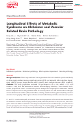 Cover page: Longitudinal Effects of Metabolic Syndrome on Alzheimer and Vascular Related Brain Pathology