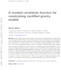 Cover page: A marked correlation function for constraining modified gravity models