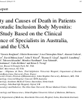 Cover page: Mortality and Causes of Death in Patients with Sporadic Inclusion Body Myositis: Survey Study Based on the Clinical Experience of Specialists in Australia, Europe and the USA