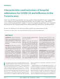 Cover page: Characteristics and outcomes of hospital admissions for COVID-19 and influenza in the Toronto area.