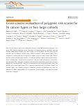 Cover page: Cross-cancer evaluation of polygenic risk scores for 16 cancer types in two large cohorts