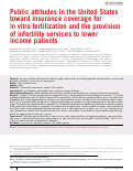 Cover page: Public attitudes in the United States toward insurance coverage for in&nbsp;vitro fertilization and the provision of infertility services to lower income patients