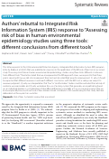 Cover page: Authors’ rebuttal to Integrated Risk Information System (IRIS) response to “Assessing risk of bias in human environmental epidemiology studies using three tools: different conclusions from different tools”