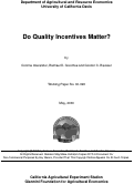 Cover page: Do Quality Incentives Matter?