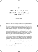 Cover page: THE POLITICS OF DESIGN, DESIGN AS POLITICS