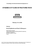 Cover page: Proceedings of the Second International Symposium on Dynamics of Fluids 
in Fractured Rock
