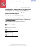 Cover page: Making sense of credibility in complex information environments: the role of message sidedness, information source, and thinking styles in credibility evaluation online
