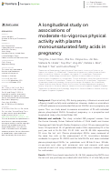 Cover page: A longitudinal study on associations of moderate-to-vigorous physical activity with plasma monounsaturated fatty acids in pregnancy.