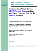Cover page: Guidebook for Using the Tool BEST Cement: Benchmarking and Energy Savings Tool for the Cement Industry