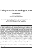 Cover page: Prolegomena for an Ontology of Place