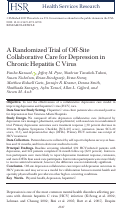 Cover page: A Randomized Trial of Off‐Site Collaborative Care for Depression in Chronic Hepatitis C Virus