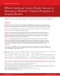 Cover page: Which Applicant Factors Predict Success in Emergency Medicine Training Programs? A Scoping Review