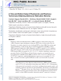 Cover page: A Time and Motion Study of Pharmacists and Pharmacy Technicians Obtaining Admission Medication Histories