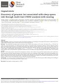 Cover page: Discovery of genomic loci associated with sleep apnea risk through multi-trait GWAS analysis with snoring.