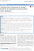 Cover page: Transition from intravenous to enteral ketamine for treatment of nonconvulsive status epilepticus.