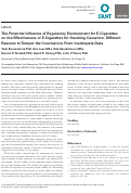 Cover page: The Potential Influence of Regulatory Environment for E-Cigarettes on the Effectiveness of E-Cigarettes for Smoking Cessation: Different Reasons to Temper the Conclusions From Inadequate Data.