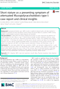 Cover page: Short stature as a presenting symptom of attenuated Mucopolysaccharidosis type I: case report and clinical insights