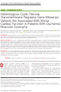 Cover page: Heterozygous Cystic Fibrosis Transmembrane Regulator Gene Missense Variants Are Associated With Worse Cardiac Function in Patients With Duchenne Muscular Dystrophy
