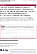 Cover page: The association between macrovascular complications and intensive care admission, invasive mechanical ventilation, and mortality in people with diabetes hospitalized for coronavirus disease-2019 (COVID-19).